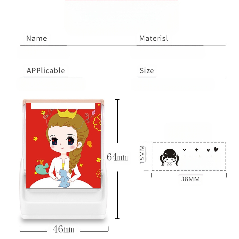 Vārda zīmogs bērnu drēbēm, taisnstūra, plastmasas, fotosensitīvs