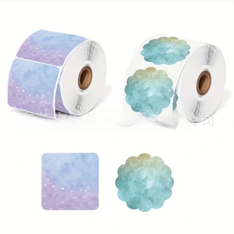 Термална етикетна хартия за печат, кръгла форма, водно лепило, подходяща за термопринтери и DIY, устойчивост -20°C до 70°C, дебелина 0,2 мм