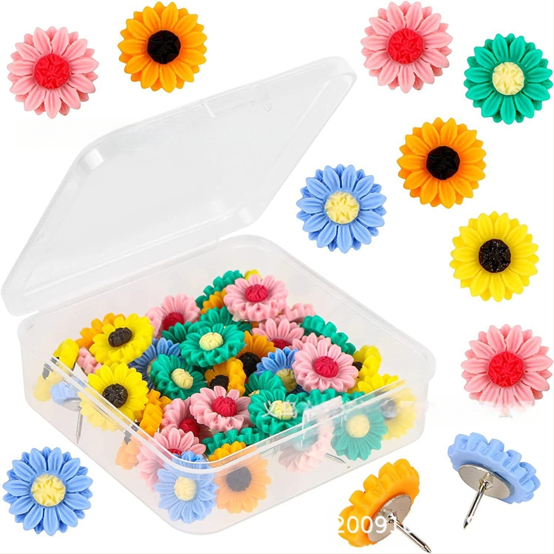 Pushpin dekoratyvinis su saulėgrąžų forma, Usipai, plastikas