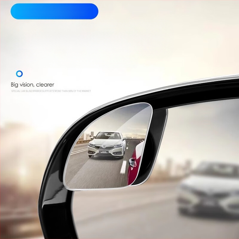 HD makeup mirror automobiliams, be rėmelio apvalus galinio vaizdo veidrodėlis, klijinis montavimas, universalus suderinamumas, paprastas stilius