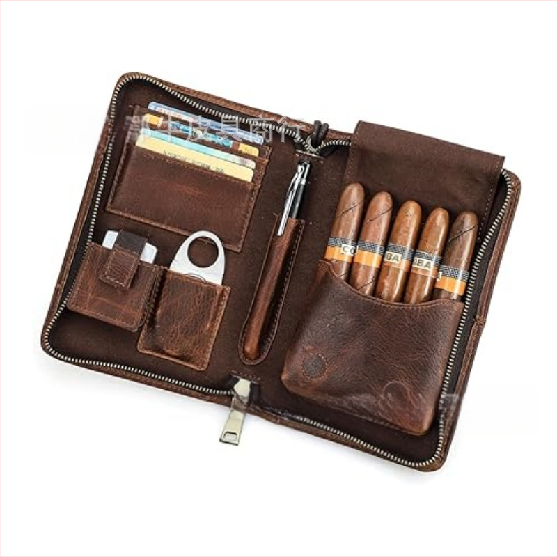 Cigarešu soma ar lychee rakstu, Vintage Nordic stilā, PU āda, 5 gabalu komplekts, rāvējslēdzējs, rokdarbs no Eniu, pielāgošana