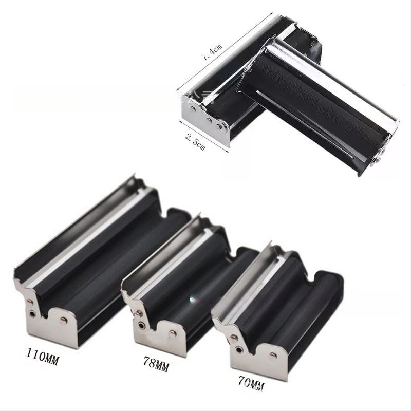 Nerūsējošā tērauda cigarešu rulētājs ar vāciņu, ar rievojumu dizainu, dekoratīvs un kolekcionējams