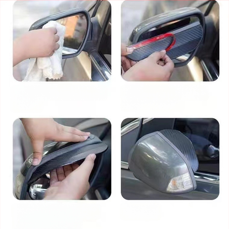 Универсална дъждовна защита за огледало за обратно виждане (PVC, монтаж с лепило, 1 чифт, универсална съвместимост)