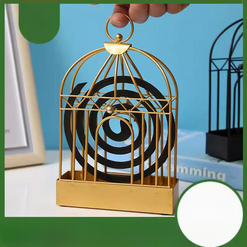 Birdcage mosquito-repellent incense rack, sandalwood, windproof, indoor and outdoor use, reusable storage tray