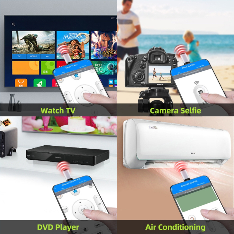 Умен инфрачервен дистанционен контрол за смартфони, управление чрез приложение, IR предавател, съвместим с iOS/Android, обхват 8–15 м, дизайн за ключодържател