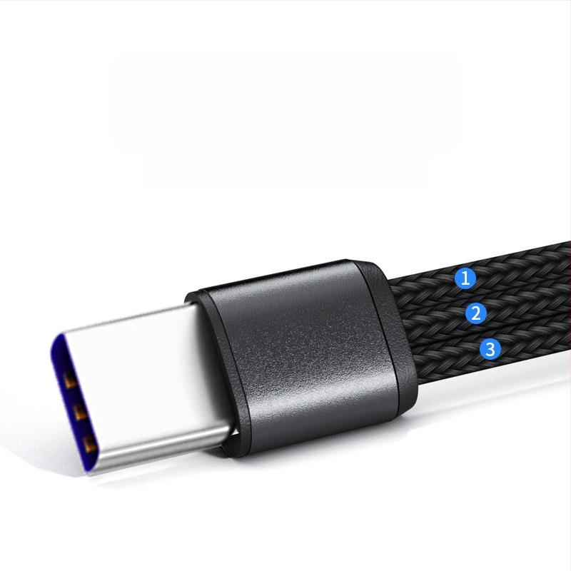 Мултиконекторен USB-C/Lightning/Micro USB плетен зареждащ кабел, 3-пътово разделяне, Quick Charge 22.5W, алуминиева сплав