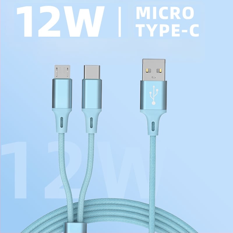 2-u-1 USB-C i Micro USB kabel, najlonski opleteni kabel, brzo punjenje 18W, automatsko isključivanje napajanja