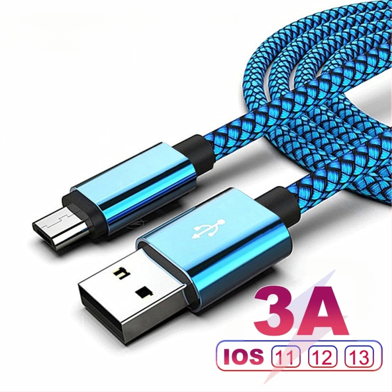 Pleteni najlonski kabel za podatke s Micro USB i USB-C, 3A brzo punjenje, aluminijske legure konektora, kompatibilan s Apple, Xiaomi, Huawei