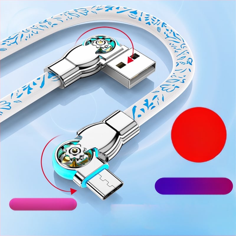 Type-C kabel za brzo punjenje podataka, s 3-u-1 sučeljima, okretni lakat, pleteni kabel, duljina 1–2 m