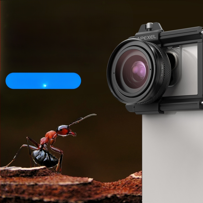 APEXEL APL-ZM100 mobiliojo telefono makro zoom objektyvas, aukštos raiškos makro objektyvas vabzdžiams, gėlėms ir juvelyrikai fotografuoti