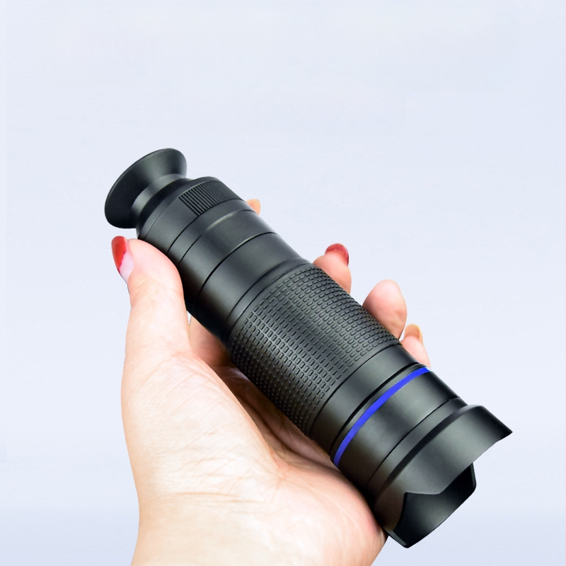 Monokulinis teleskopas mobiliam telefonui, 36× didinimas, 4 mm išeinantis vyzdžio skersmuo, 2,6° matymo laukas, 1080p raiška