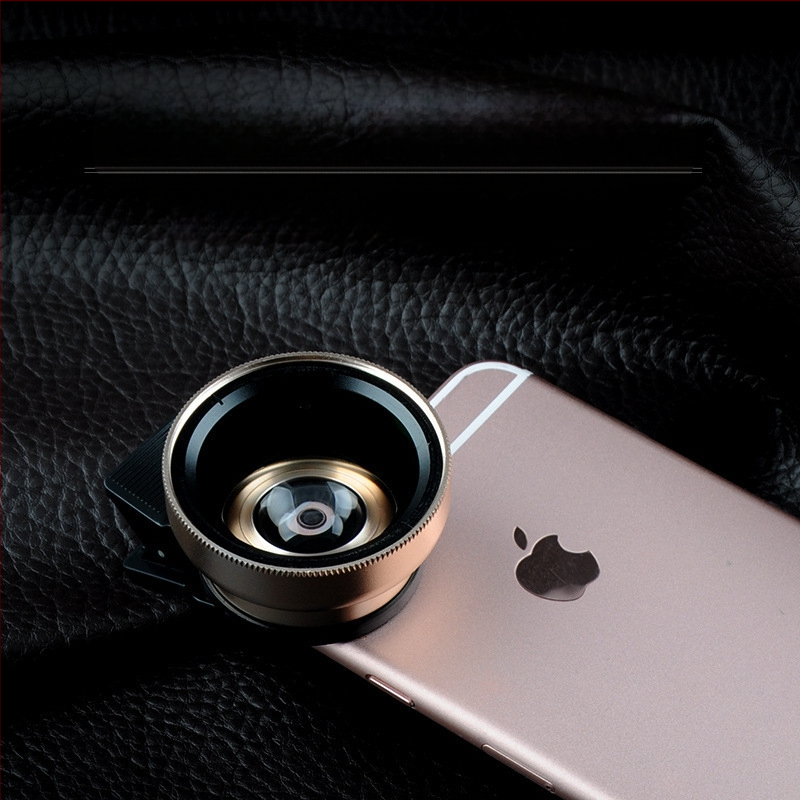 Išmaniojo telefono objektyvas – dviejų vienoje: plataus kampo ir makro, 0.45x didinimas, 37 mm sriegis, universalus klipsas