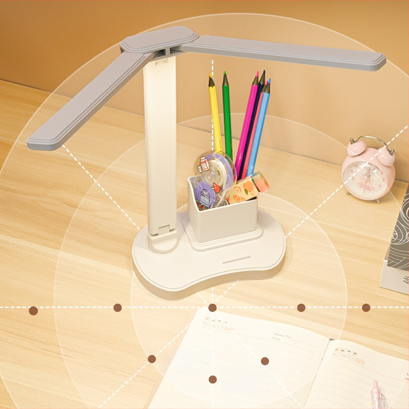 Kétfejű LED asztali lámpa USB töltéssel, összecsukható olvasáshoz, hangvezérlés, beépített Li-ion akkumulátor