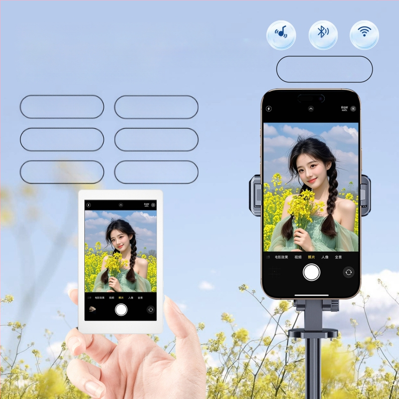 Telefono selfie projektorius su nugarine magnetine tvirtinimo, belaidžiu garsu ir HD ekrano atspindėjimu - PT001, Bluetooth 5.2, ABS, 100 g, 2000mAh