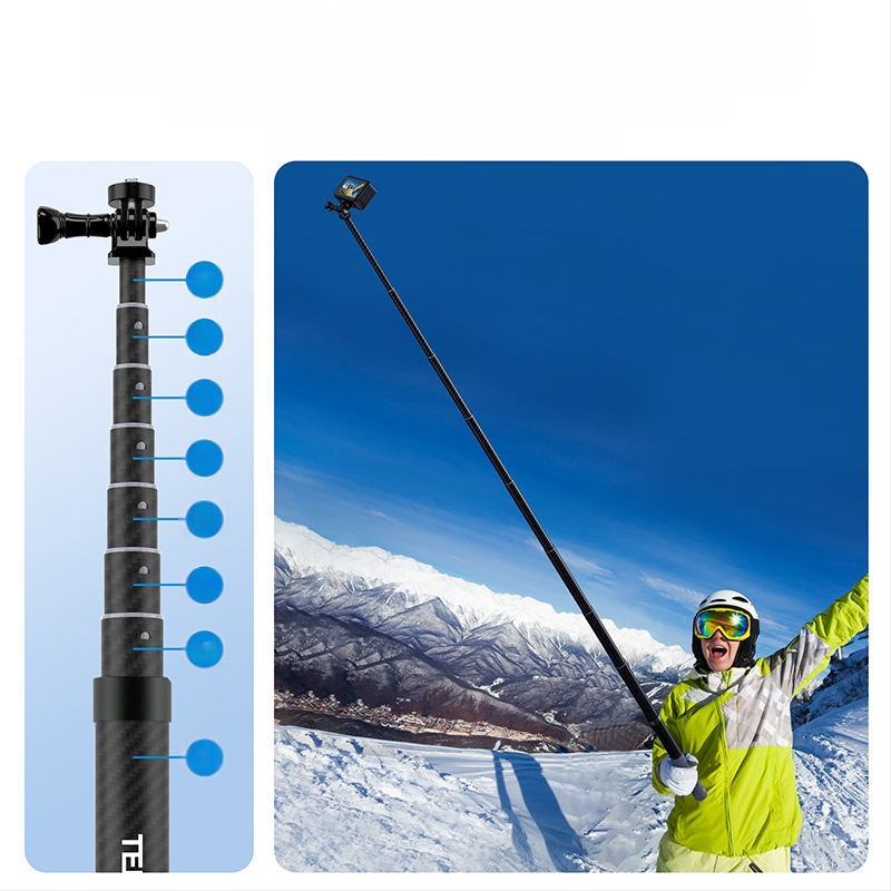 Selfie μπαστούνι από ανθρακονήματα 3 μ., τρίποδο/κλίση, μοντέλο GP-MNP-002, ικανότητα φόρτωσης 2–5 kg