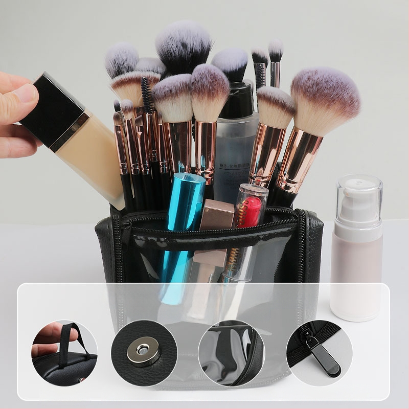 Φορητό κάθετα σχεδιασμένο σετ πινέλων μακιγιάζ σε θήκη αποθήκευσης, 20 πινέλα, λαβή από πλαστικό, μήκος τρίχας 0.1, συσκευασία: τσάντα, επαγγελματικά εργαλεία για σκιά ματιών και πούδρα