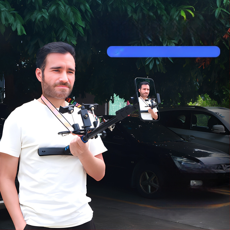 Kalio držiak na mobilný telefón pre živé vysielanie počas chôdze — plastový pásový statív so stabilizačným systémom