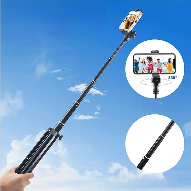 Τρίποδο δαπέδου για κινητό τηλέφωνο και tablet με φως φωτογράφισης (Υλικό: κράμα αλουμινίου; Φορτίο: έως 2 kg; Τύπος PTZ: τρισδιάστατος γυροσκοπικός σταθεροποιητής; Αριθμός τμημάτων: 5; Ρυθμιζόμενο ύψος)