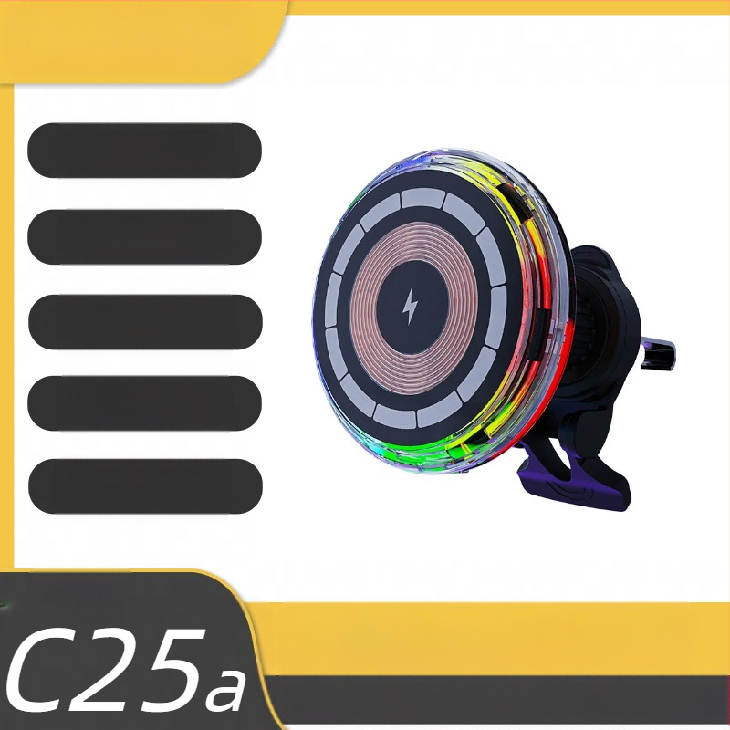 C25 Магнитно безжично авто зарядно за кола, QC3.0, 15W макс. изход, за Apple устройства