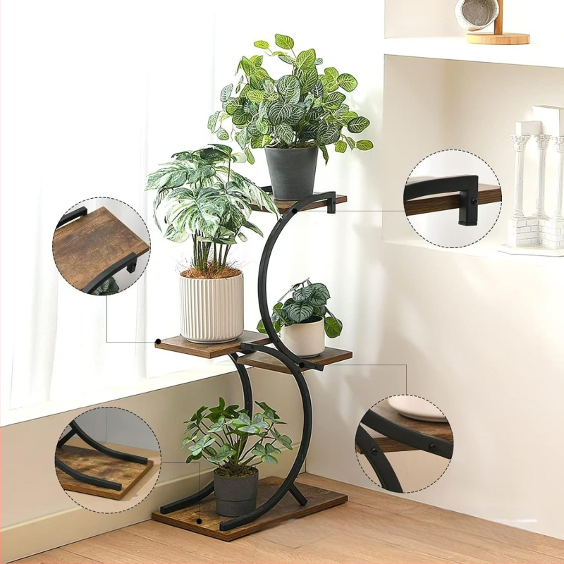 4-korruseline sisepuidust taimealus S-tüüpi raamiga | liikuv | puit/bambus