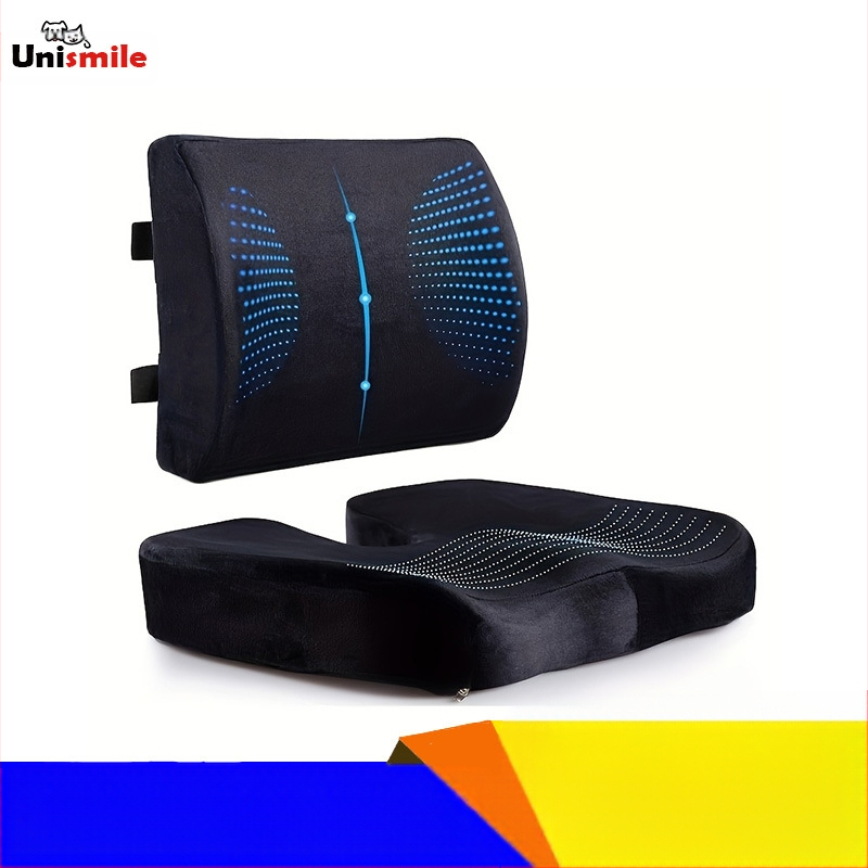 Комплект възглавници за стол с паметна пяна – подкрепа за кръст и гръб, офис и автомобил, стил модерна простота, едноцветен дизайн, пълнител полиестерно влакно, Bella's Home Furnishings