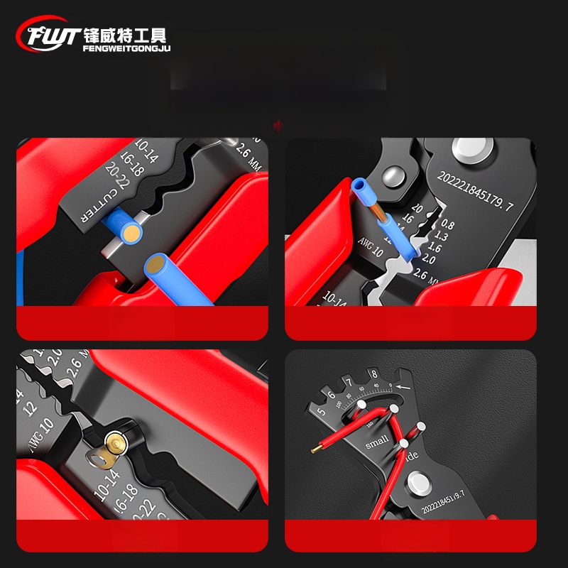 Fengweite Elektros įrankis elektrikams: daugiakomponentinis įrankis laidų lenkimui, izoliacijos šalinimui ir terminatorių krimpavimui skirstymo dėžėms (chrom-vanadžio plienas, 0,3 kg, pastangų taupymas)