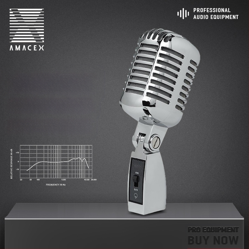 GM-55 δυναμικό μικρόφωνο XLR για σκηνή και ζωντανές εμφανίσεις, απόκριση συχνοτήτων 20 Hz–20 kHz, SNR ≥95 dB, έξοδος XLR, κατάλληλο για σκηνή, KTV και συνεντεύξεις