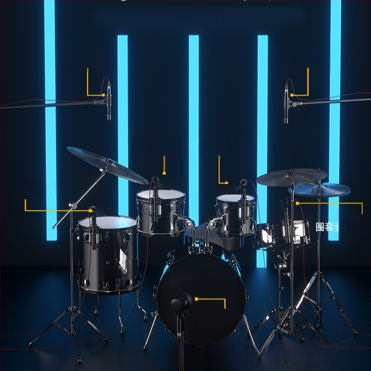 Σετ μικροφώνων για ντράμς επί σκηνής, πυκνωτικά, καρδιοειδή, κατάλληλα για μουσικά όργανα και ζωντανές εμφανίσεις, μοντέλο 4.7, με δυνατότητα ασύρματης σύνδεσης