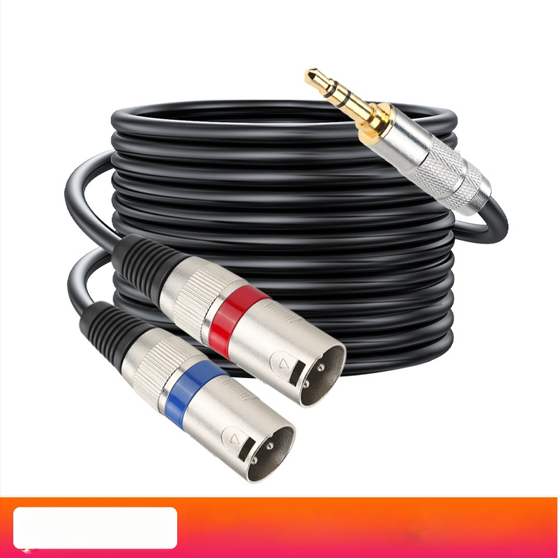 3.5mm към 2×XLR аудио кабел, медно ядро, златно покритие, RoHS сертифициран