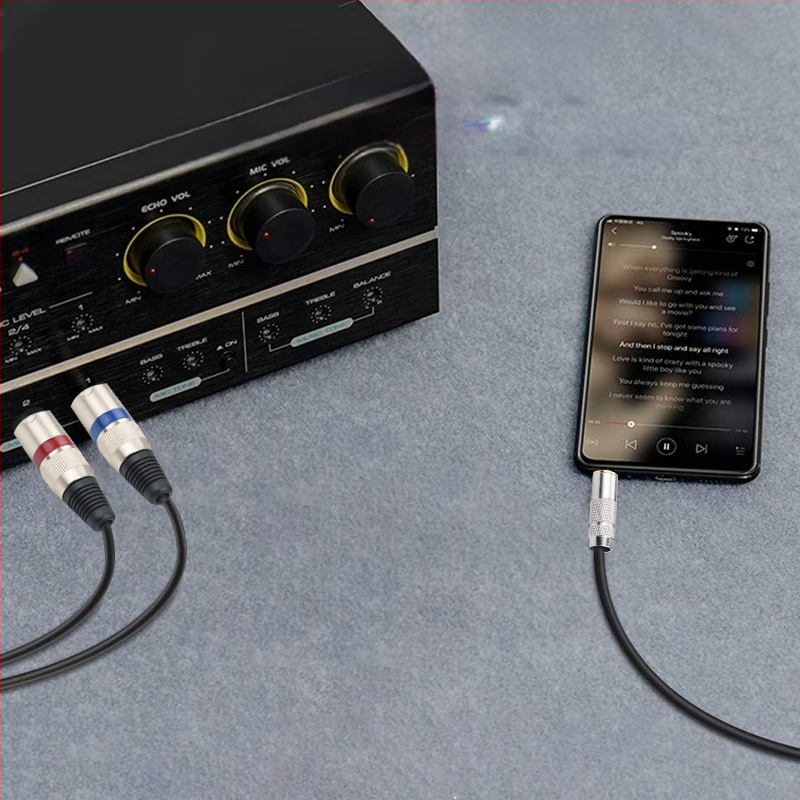 3.5mm към 2×XLR аудио кабел, медно ядро, златно покритие, RoHS сертифициран