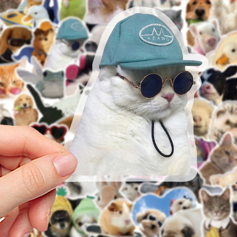 50 darabos PVC matricaszett jegyzetfüzetekhez és telefontokokhoz, rajzfilmszerű állat mintákkal; tartalmaz matricákat és nyomtatást; logó nyomtatása lehetséges