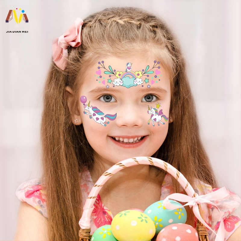 Αυτοκόλλητα τατουάζ προσώπου για παιδιά – σχέδιο γοργόνας και μονόκερου, μεταφορικό αυτοκόλλητο, κρεμαστά διακοσμητικά