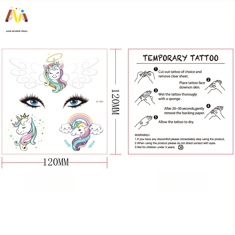 Αυτοκόλλητα τατουάζ προσώπου για παιδιά – σχέδιο γοργόνας και μονόκερου, μεταφορικό αυτοκόλλητο, κρεμαστά διακοσμητικά