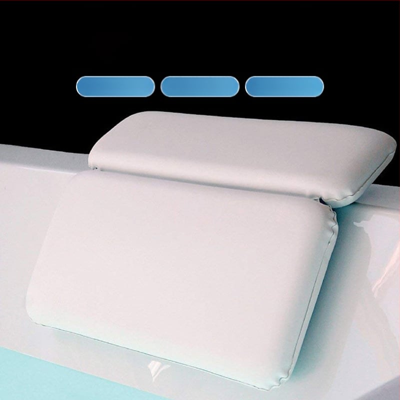 Stačiakampė PVC vonios pagalvė su siurbtuku, atspari vandeniui, neslystanti kaklo parama, pripučiamas pagalvė