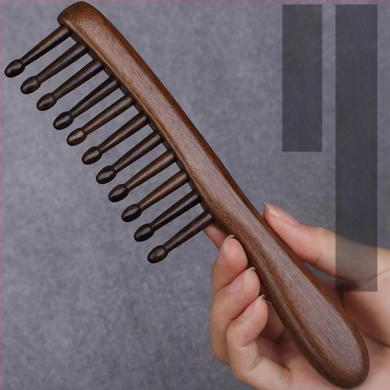 Дървен гребен за коса с широки зъби, масажен терапевтичен дизайн за меридиани, стил: модерен минимализъм, материал: дърво
