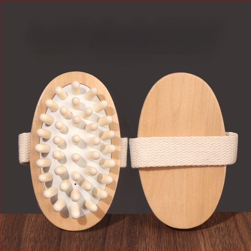 Koka meridiānu ķermeņa masieris ar bumbiņveida galvu muguras masāžai — Nanxi; Materiāls: Hemu; Kategorija: Air cushion comb; Mērķauditorija: parastie lietotāji