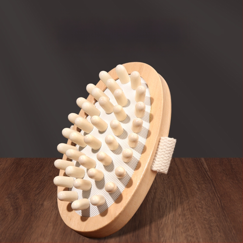 Дървен меридианен масажор за тяло с куршумовидна глава за масаж на гърба (Марка: Nanxi; Материал: Hemu; Категория: Air cushion comb; Целева група: обикновени потребители)