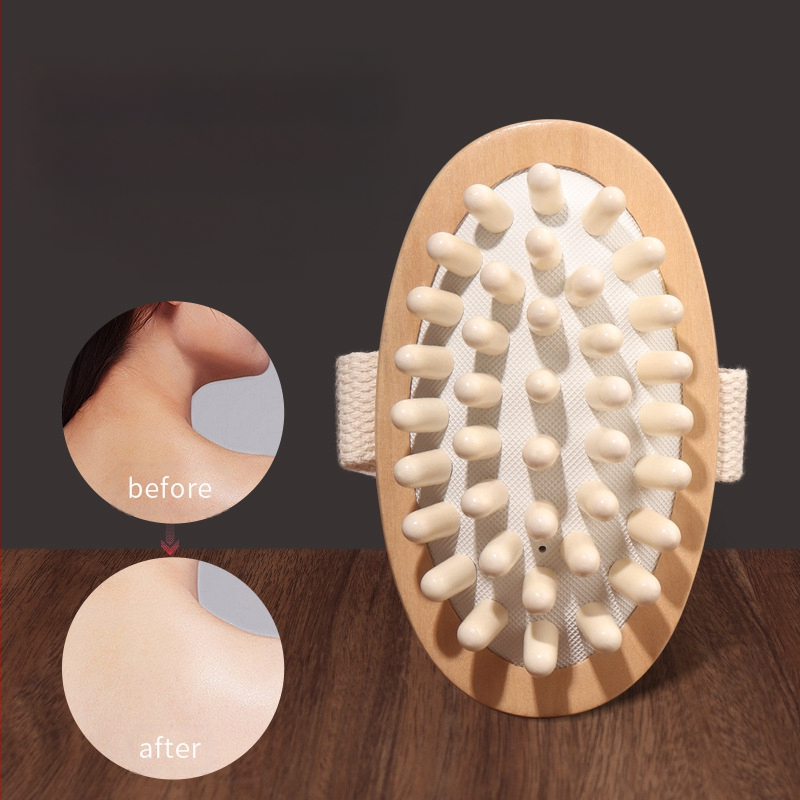 Дървен меридианен масажор за тяло с куршумовидна глава за масаж на гърба (Марка: Nanxi; Материал: Hemu; Категория: Air cushion comb; Целева група: обикновени потребители)