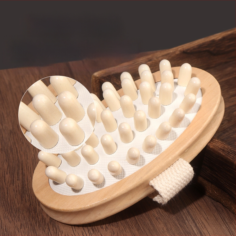 Дървен меридианен масажор за тяло с куршумовидна глава за масаж на гърба (Марка: Nanxi; Материал: Hemu; Категория: Air cushion comb; Целева група: обикновени потребители)