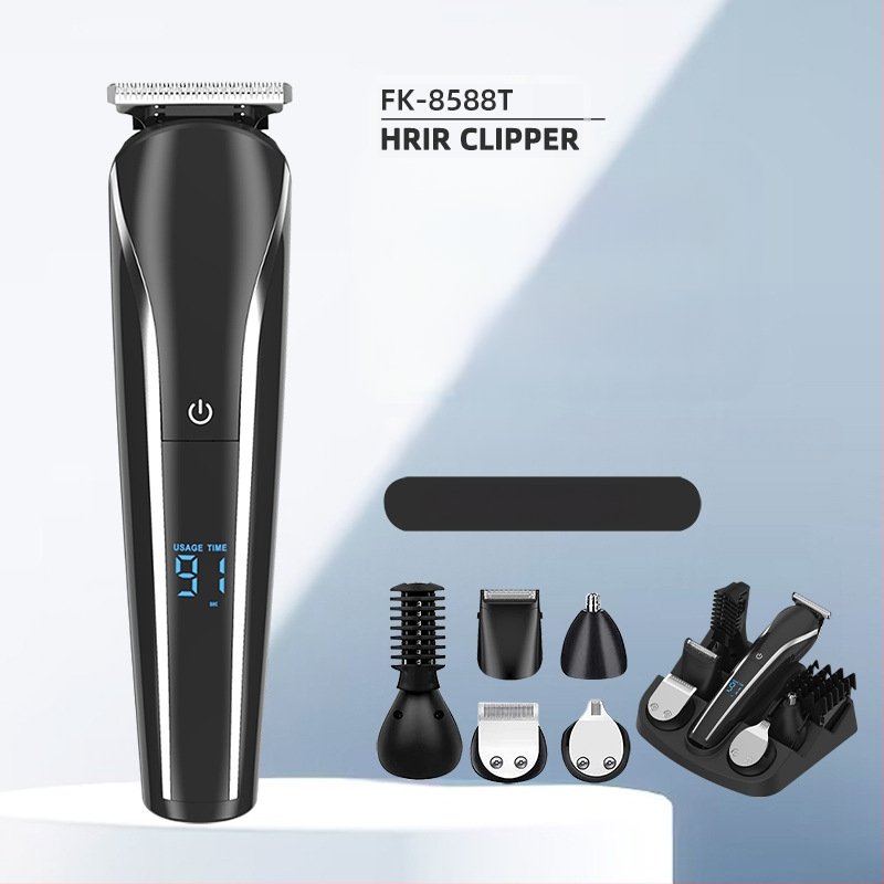 Έξι σε ένα πολυλειτουργικό ηλεκτρικό κουρευτικό μαλλιών με οθόνη LCD, περίβλημα από ABS, περιλαμβάνει ψαλίδια γλυπτικής, τρίμερ φρυδιών και σετ ξυριστήρα