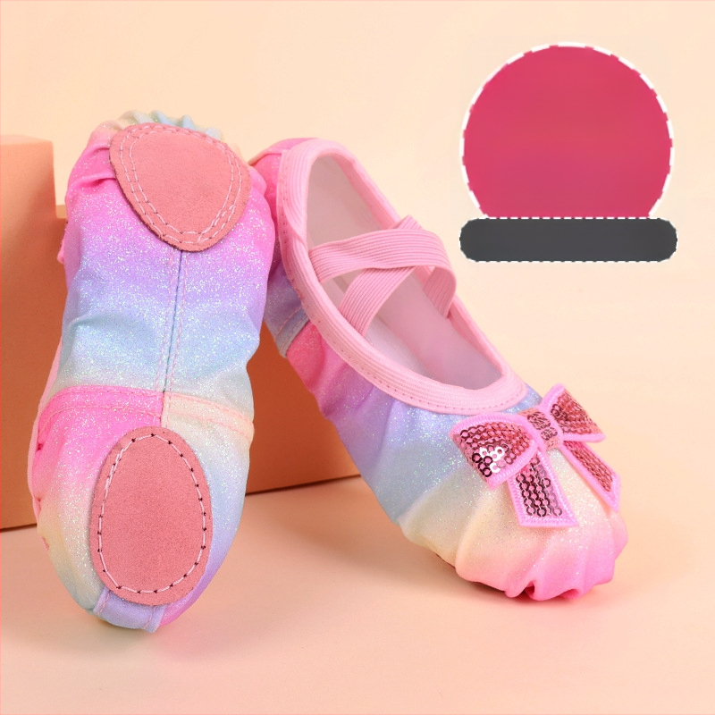 Bērnu baleta zābaki meitenēm – elpojošs auduma augšējais, gumijas zole, mīksta zole baleta nodarbībām