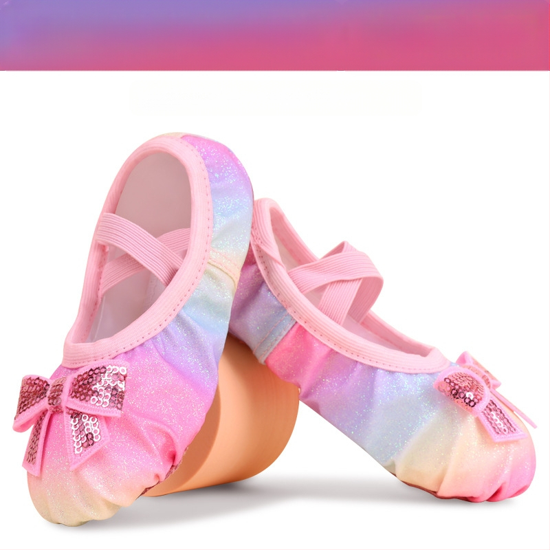 Bērnu baleta zābaki meitenēm – elpojošs auduma augšējais, gumijas zole, mīksta zole baleta nodarbībām