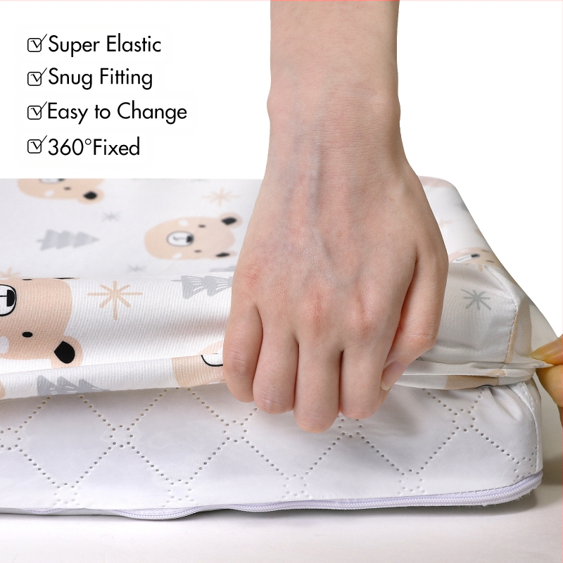 Бебешки фиксиран чаршаф с шевове, полиестер-памук, комплект 1 бр., дигитално печатане, четирисезонен