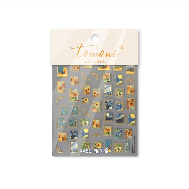 Αυτοκόλλητα νυχιών με ανάγλυφο | υπερ-λεπτά και χωρίς ίχνη | μοτίβο αστέρι με τέσσερα άκρα | προέλευση: Κίνα | μάρκα: Tomoni Nailart