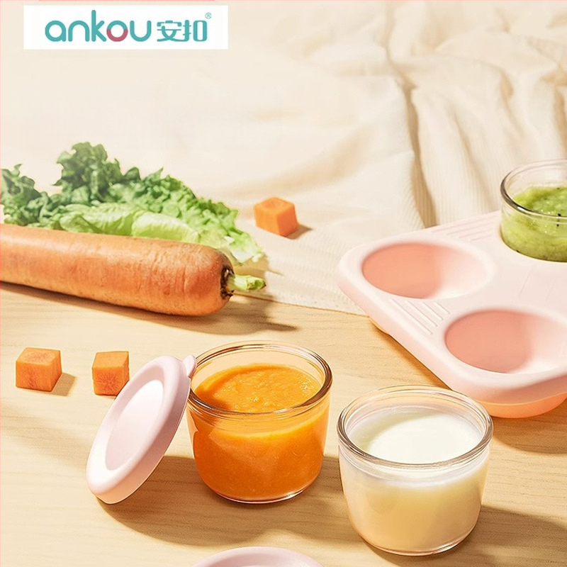 ANKOU stiklo kūdikių maisto laikymo dėžutė - vaikams nuo 3 mėnesių, modernus paprastas stilius, pristatyta 2023 m.