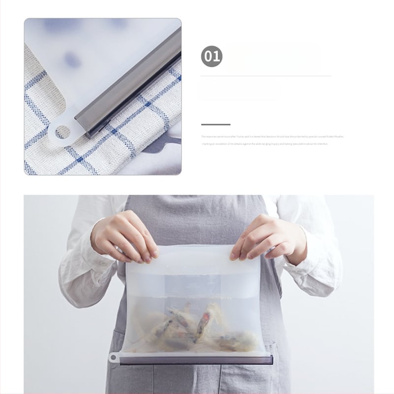 Meirelle Silikono Šviežumo Maišelis, Vakuuminis Užraktas Šaldytuve, Mikrobangų Krosnelė Saugus, -30°C iki 180°C, Antibakterinė