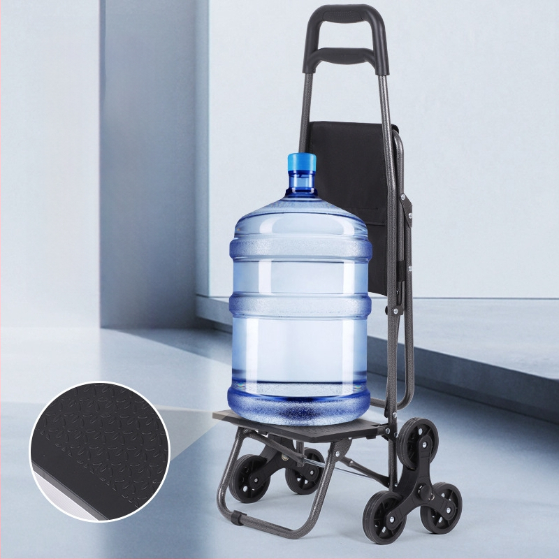 Αναδιπλούμενο φορητό καρότσι αγορών με σκαμπό, μετακινούμενο, φορτίο έως 60 kg