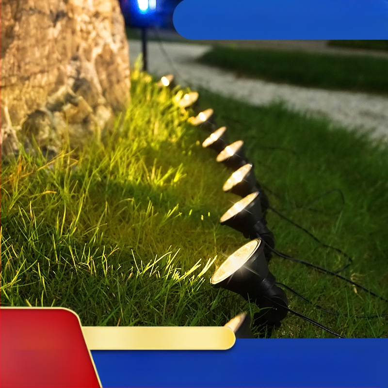 Соларни градински LED светлини в лента, 10 LED, IP65, соларно захранване, закрепване в тревата, време на работа 6-12 ч.