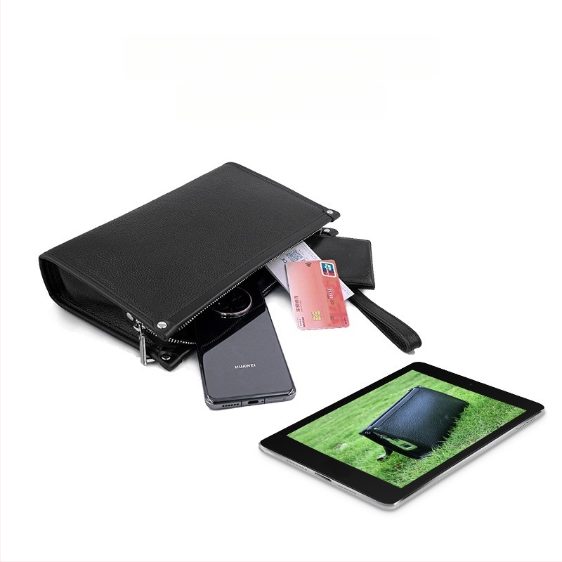 Vīriešu ādas klučs soma ar lielu ietilpību un pirkstu nospiedumu bloķēšanu - pret zādzību, pirmā slāņa govs āda, biznesa stils