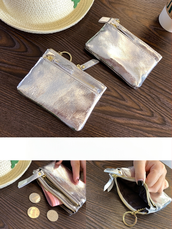 Moterų monetų piniginė su užtrauktuku, iš tikros odos, kompakti rankinei, daugiafunkcinė, 2023 metų žiema